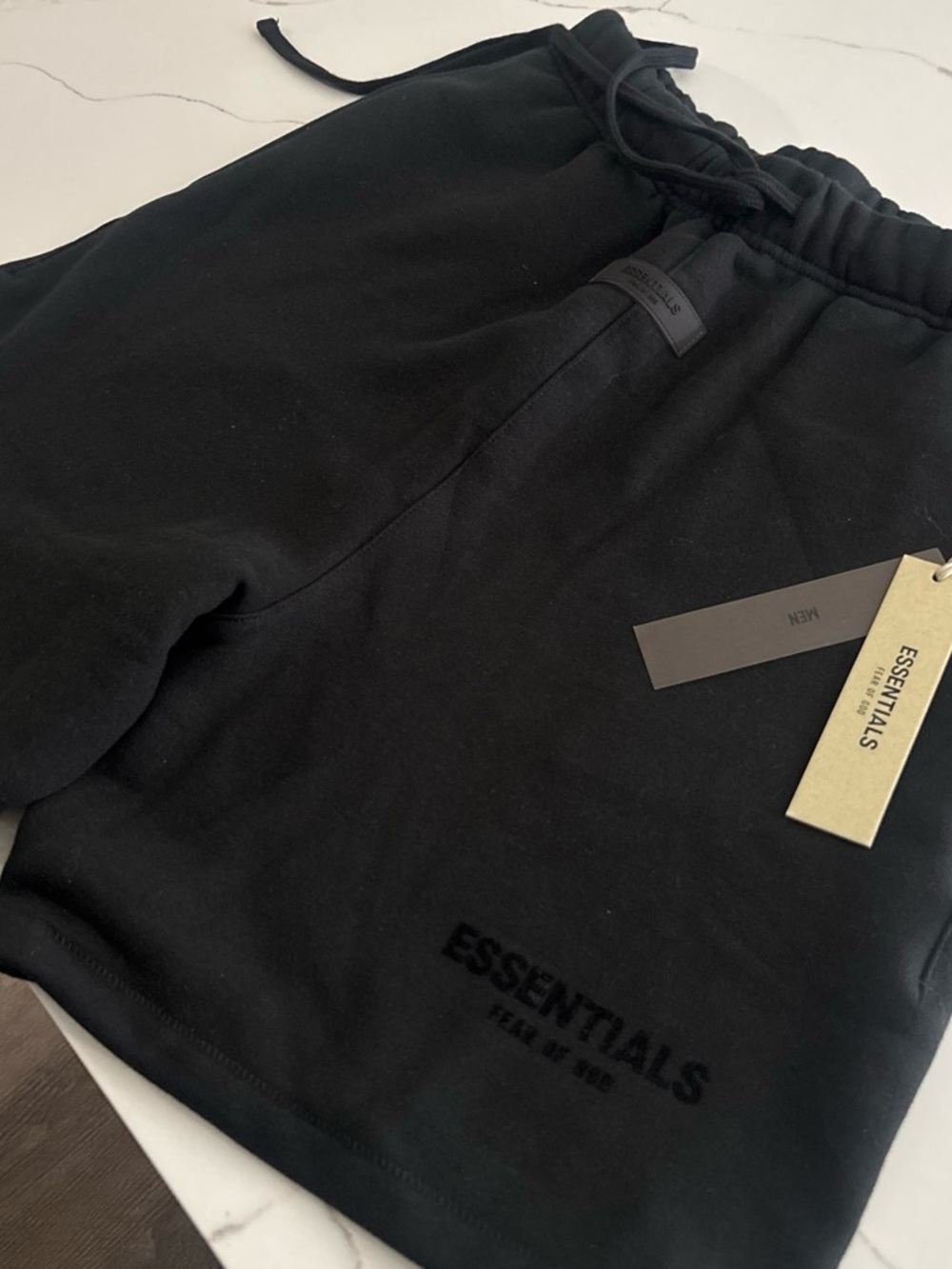 Essentials Men's Black Athletic Terry Shorts